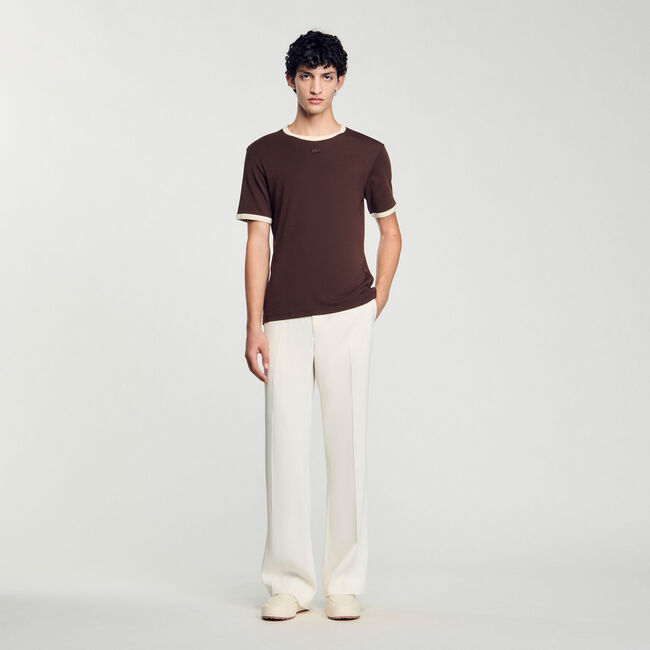T-shirt tweekleurig met patch