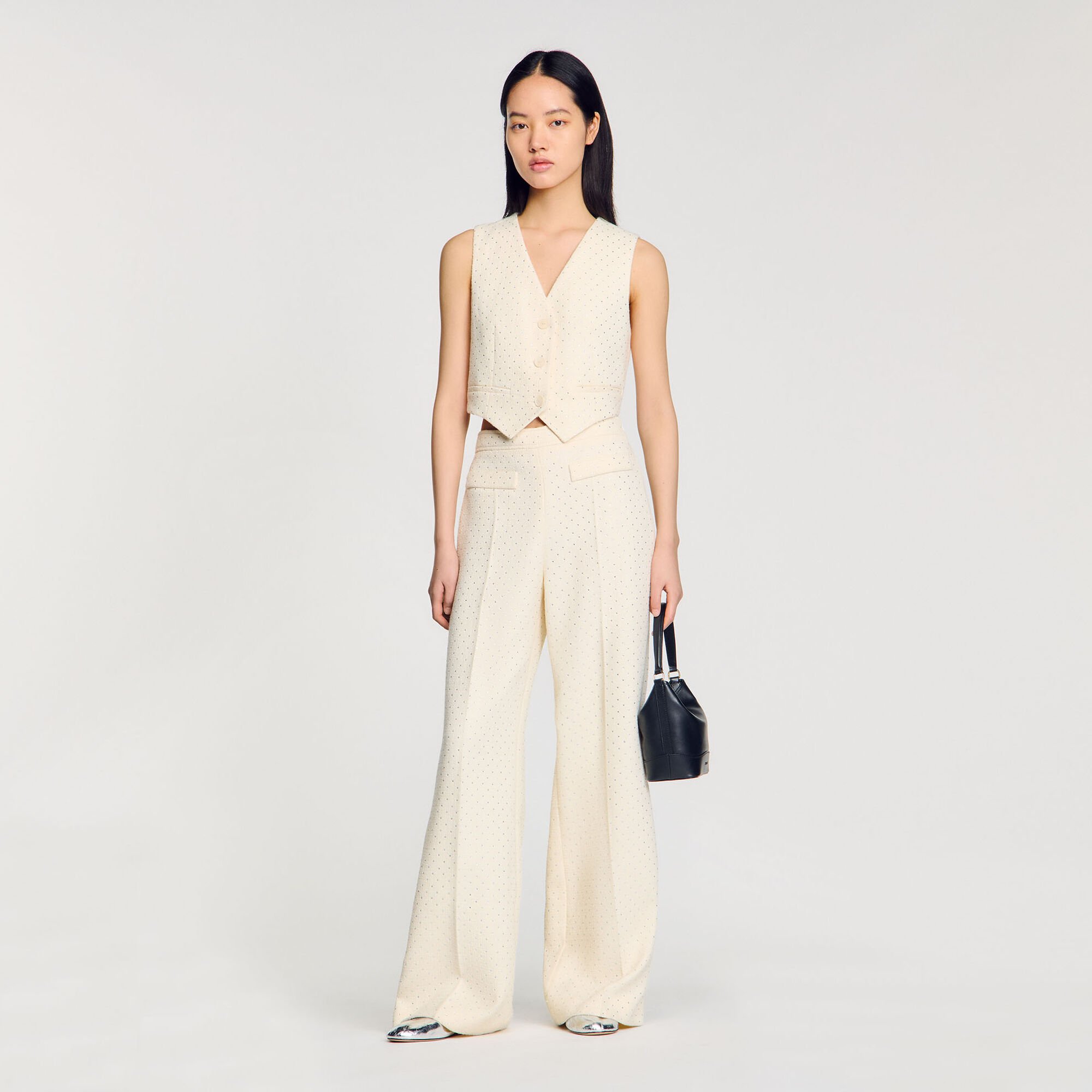 Pantalon van tweed met stras