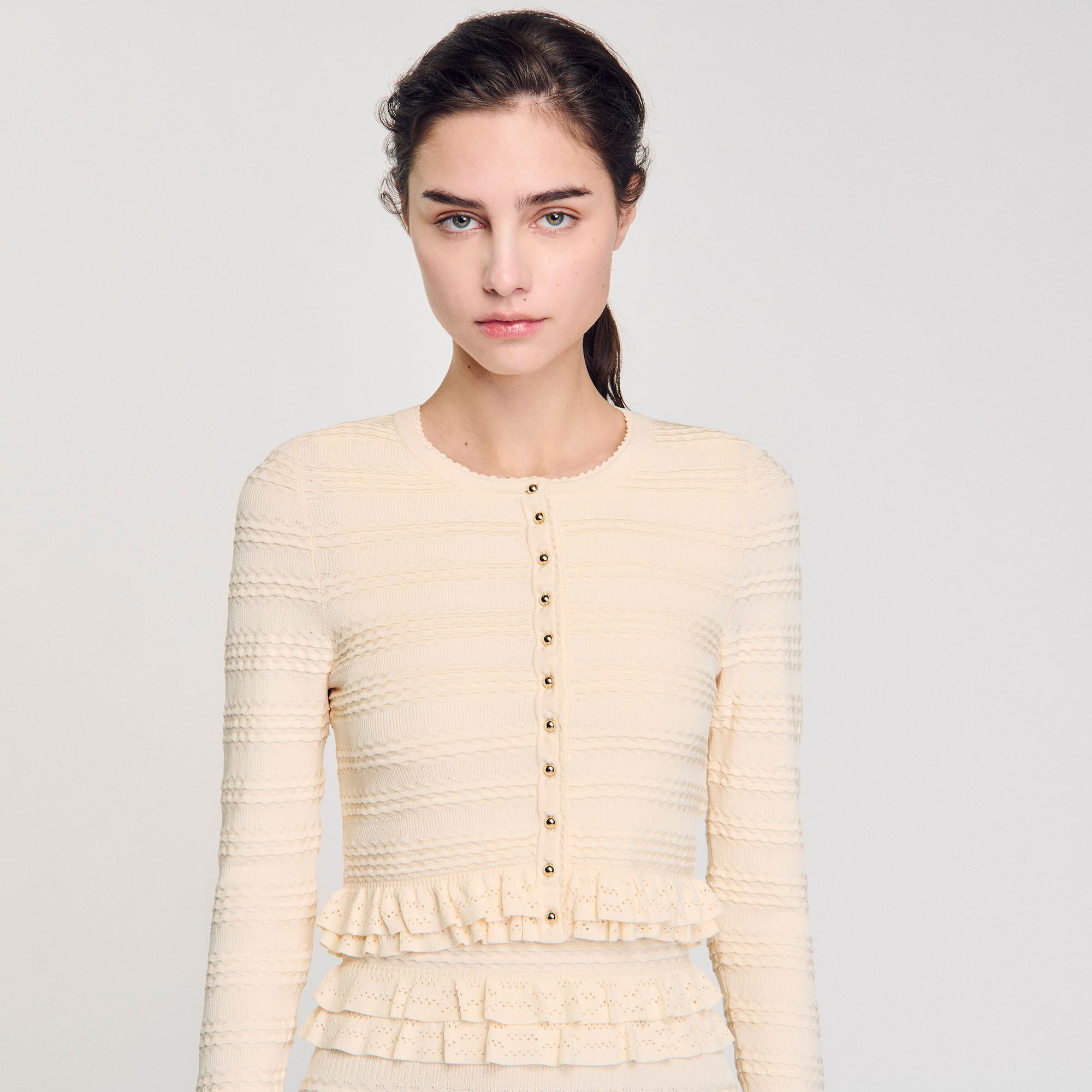 Cardigan vest met volants