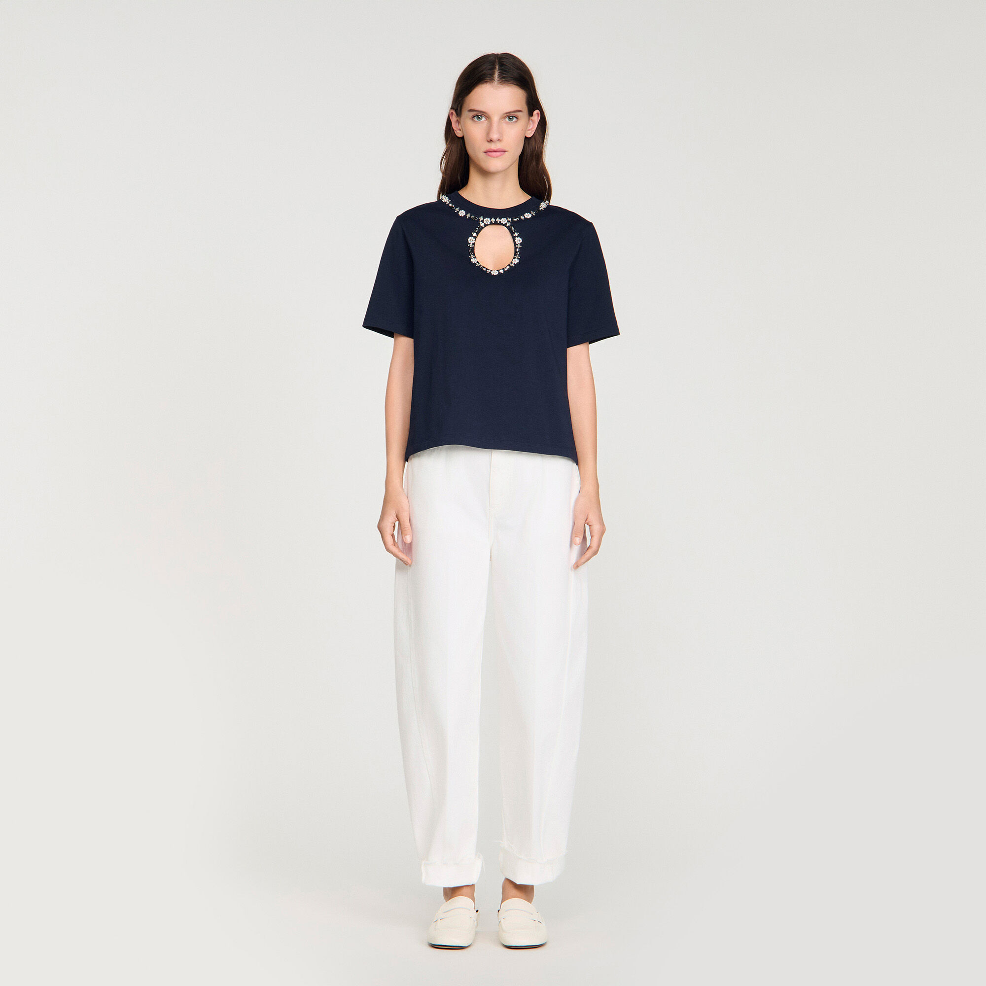 T-shirt ajour met stras