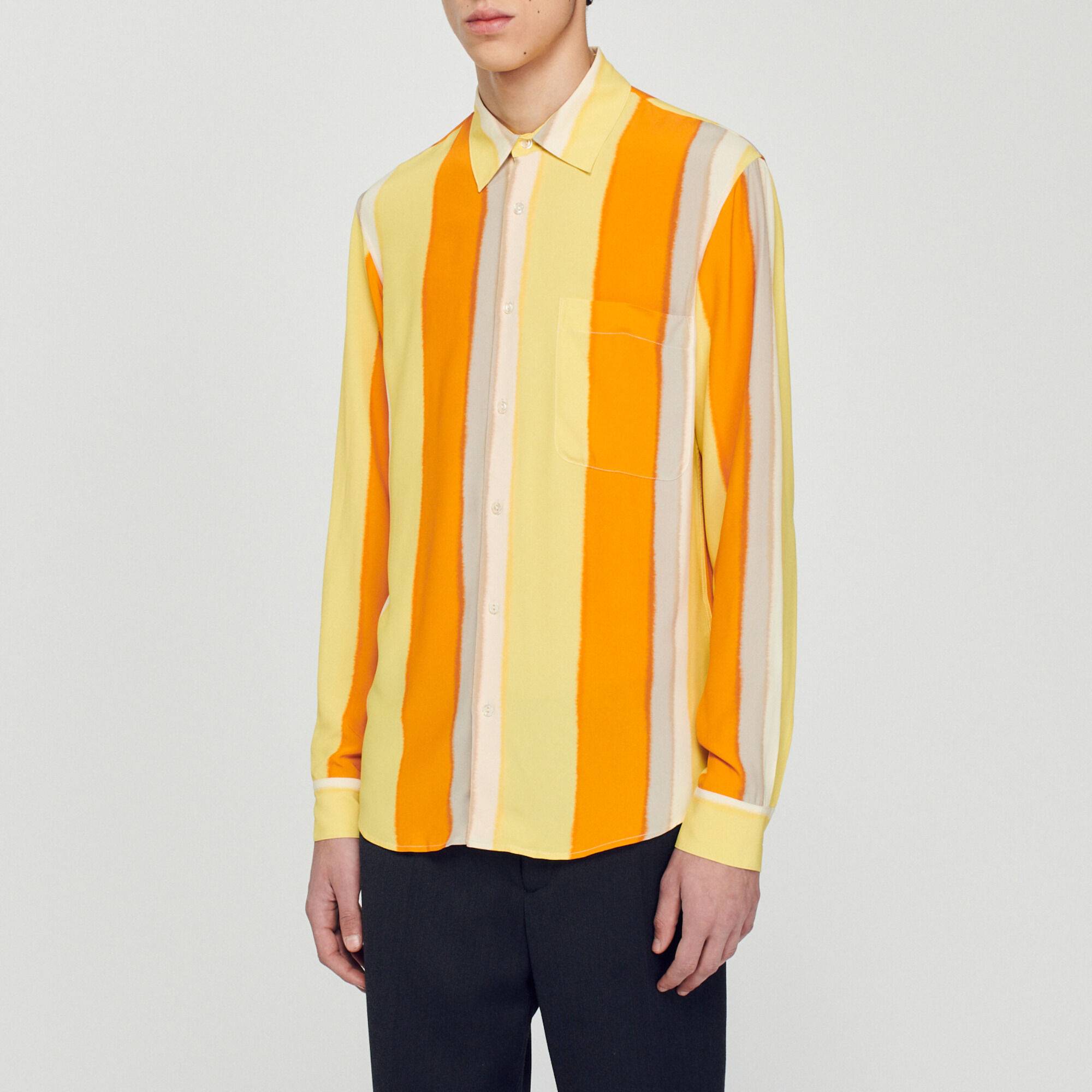 Soepelvallende strepenblouse, lange mouw