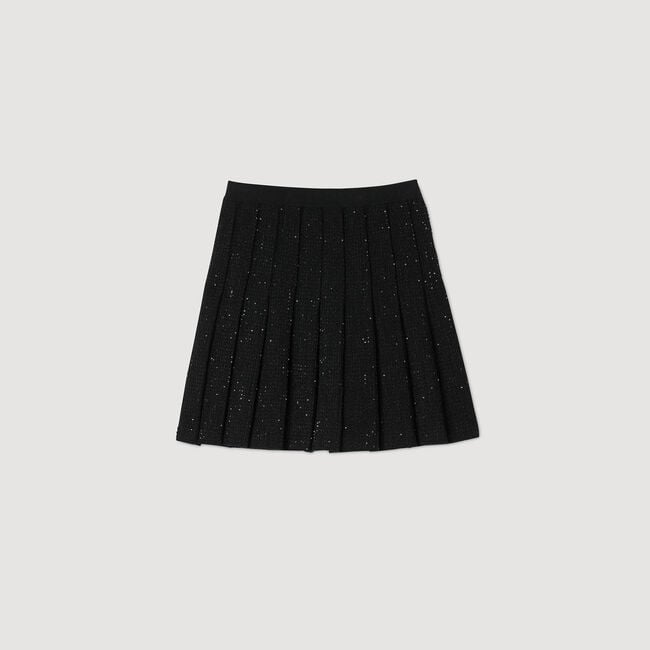 Korte plooirok van tweed
