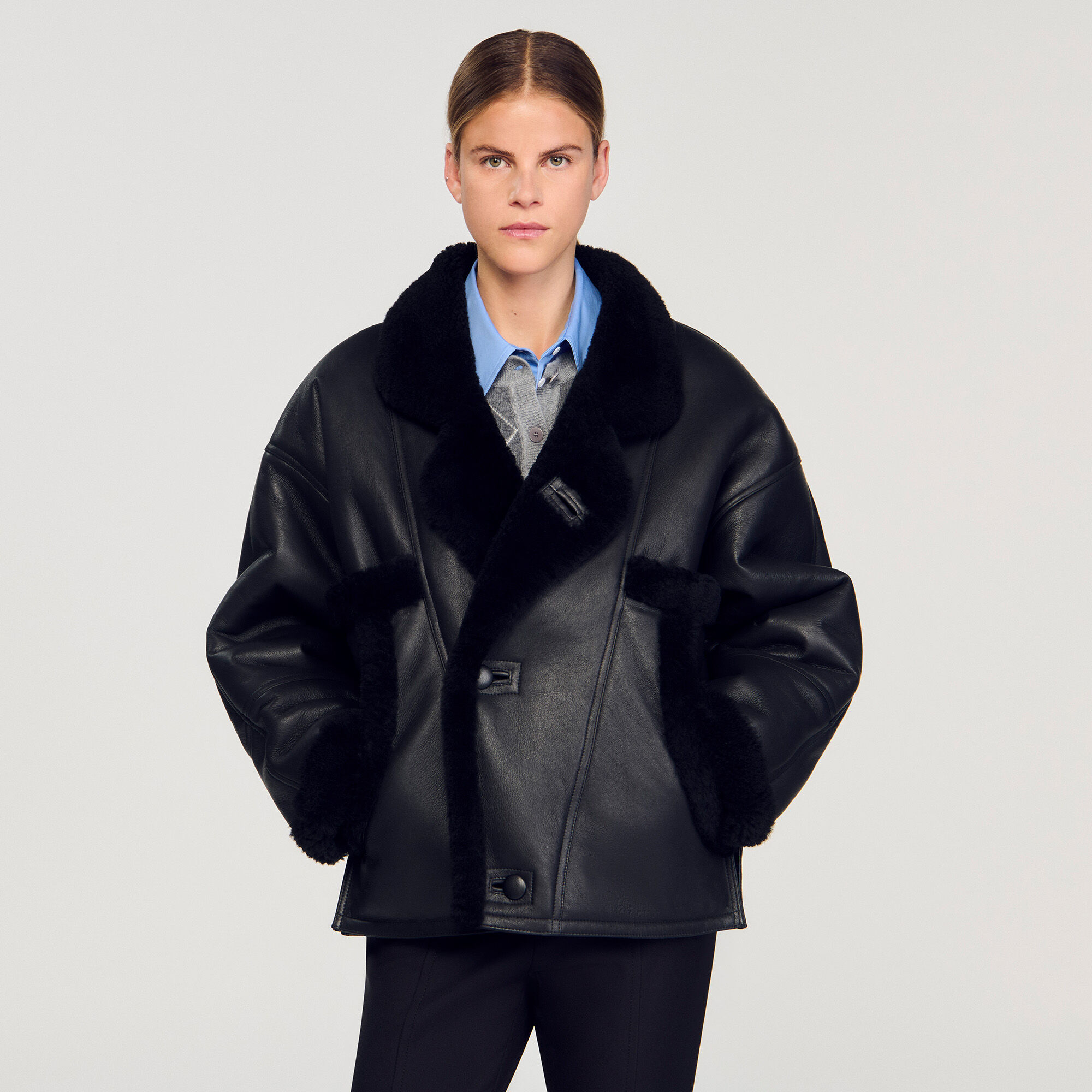 Korte jas van shearling