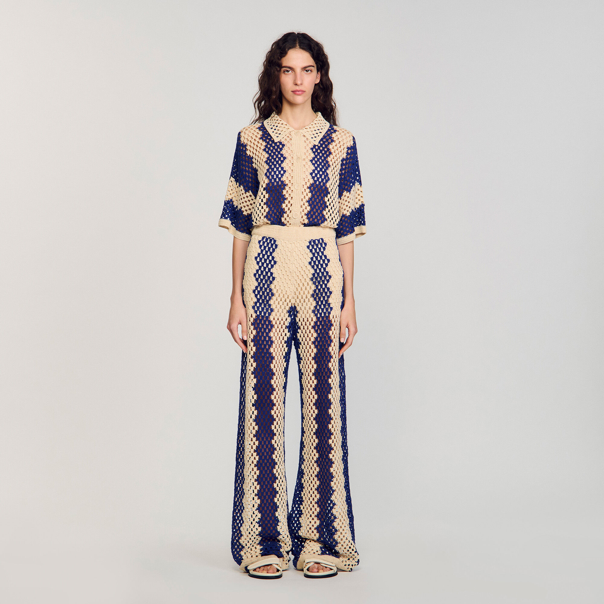 Pantalon tweekleurig tricot