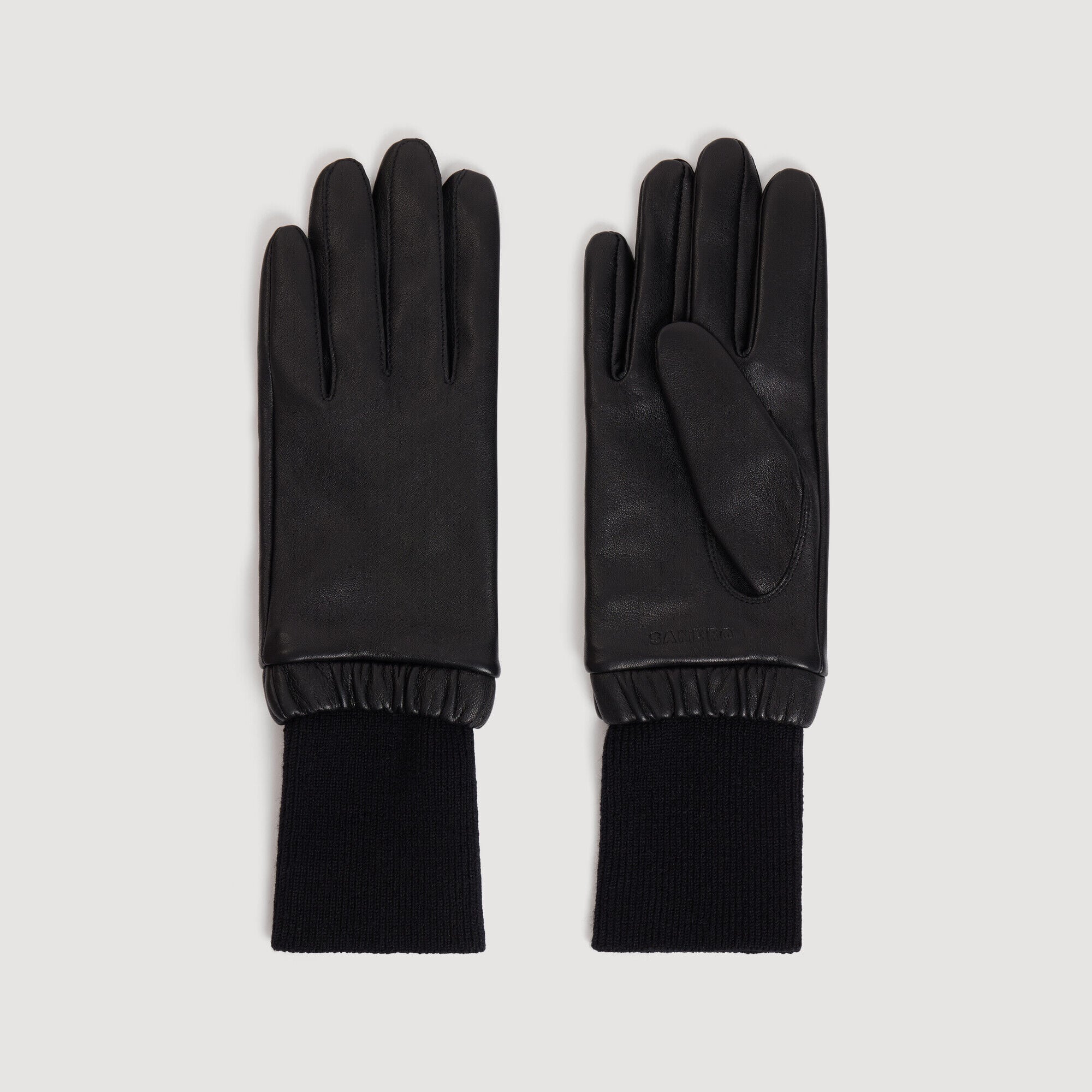 Handschoenen leer en ribgebreid - Vrouw | Sandro