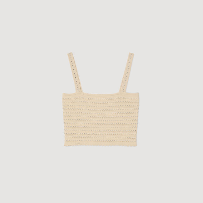 Korte top tricot stras