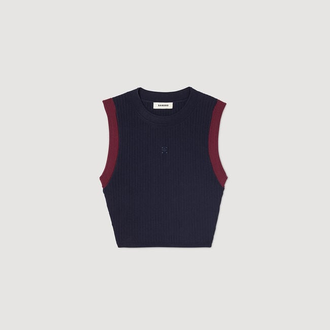 Tweekleurige gebreide top