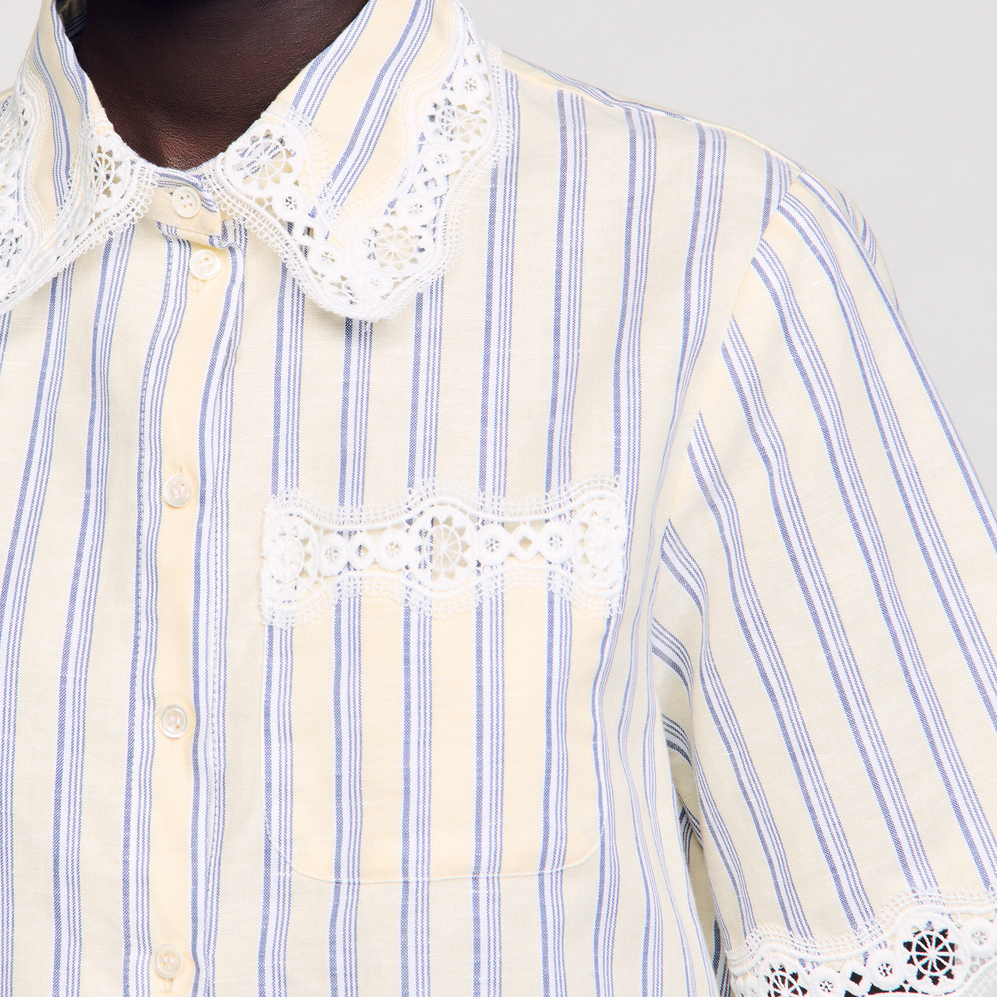 Overhemdblouse kort gestreept