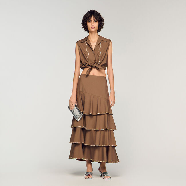 Lange rok met stras en volants