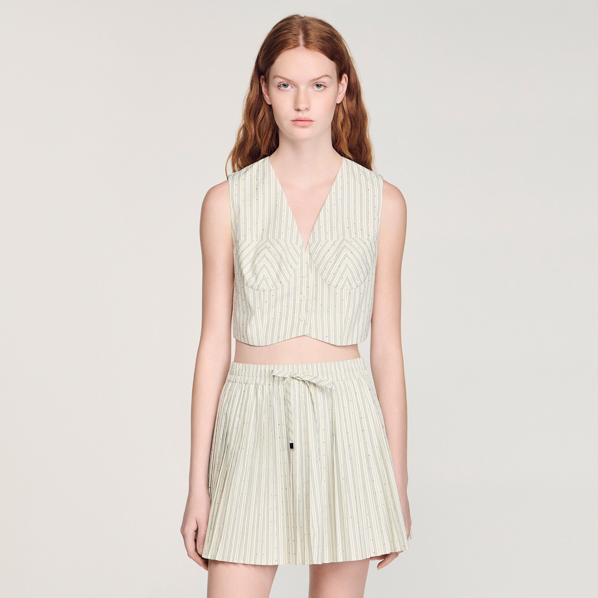 Korte top gestreept met stras