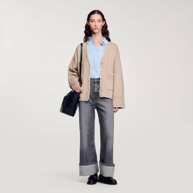 Cardigan vest contrasterende bies