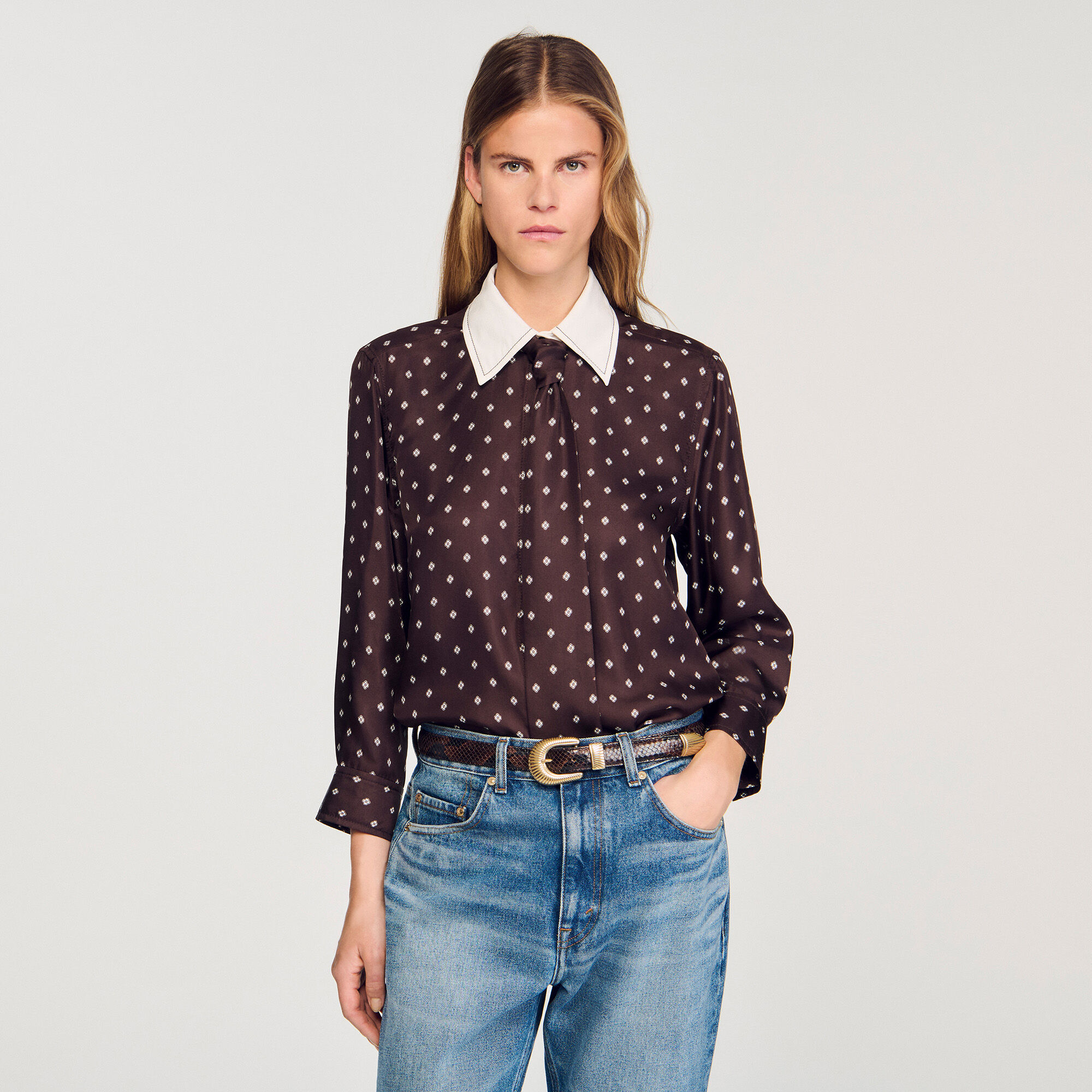 Overhemdblouse soepel met print