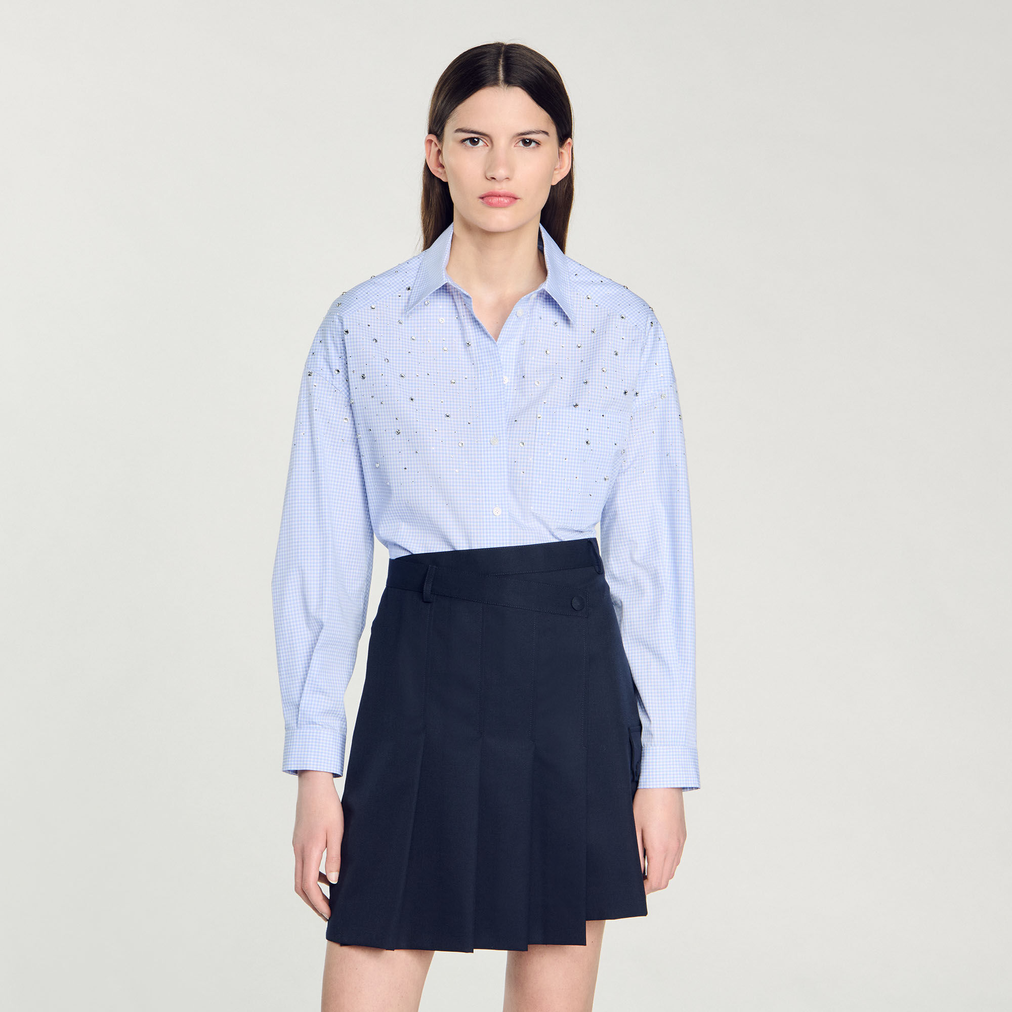 Overhemdblouse ruit met studs