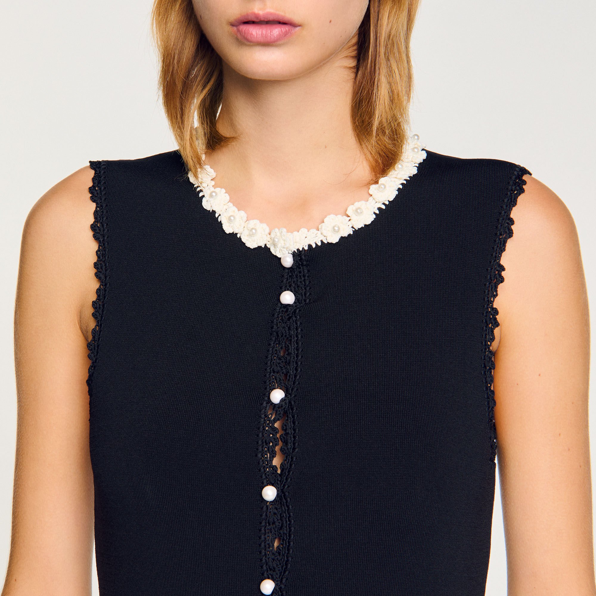 Lange jurk met gehaakte details