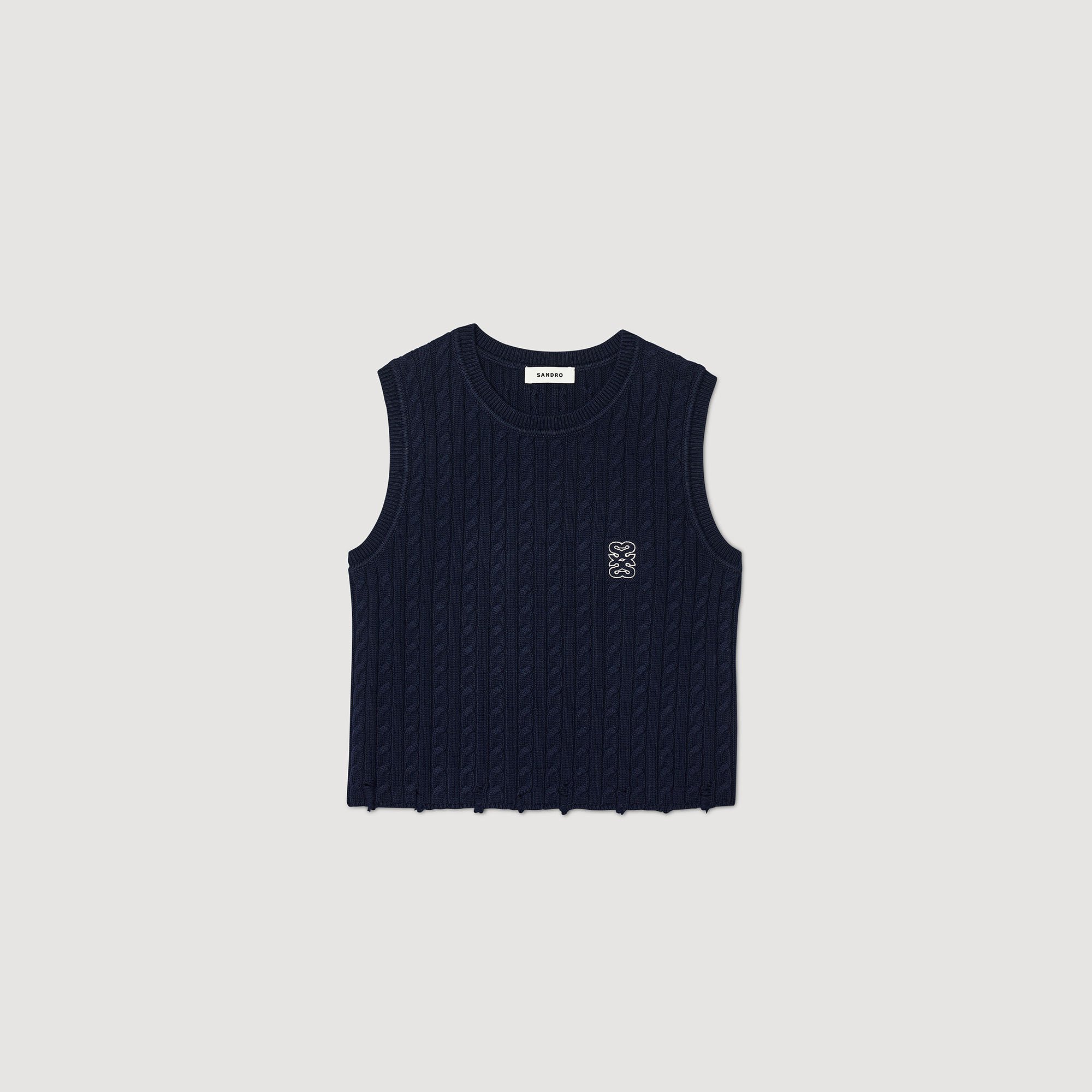 Gebreide mouwloze trui