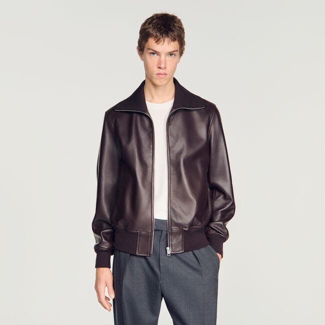 Leren jack met ritssluiting - Man | Sandro