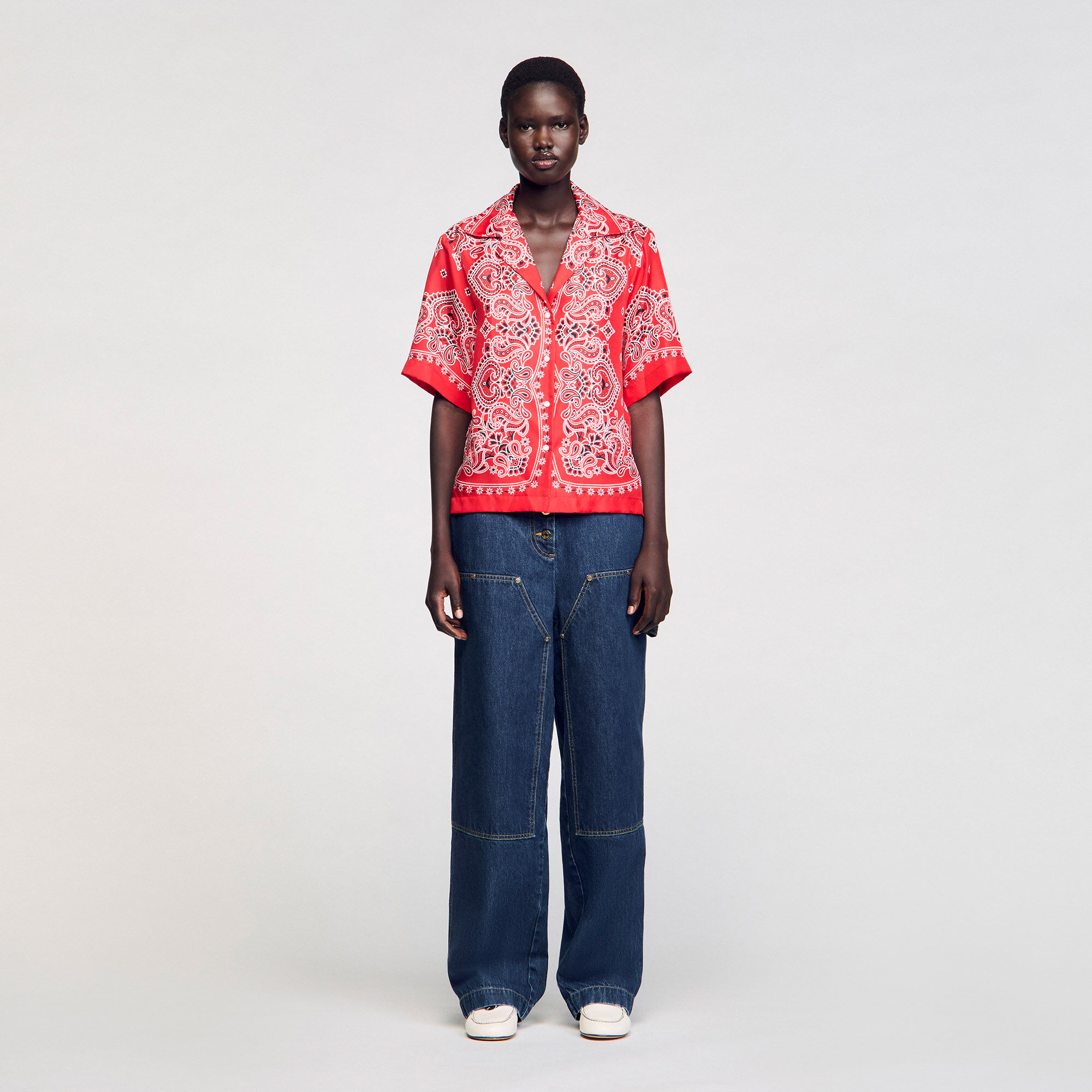Overhemdblouse bandana print