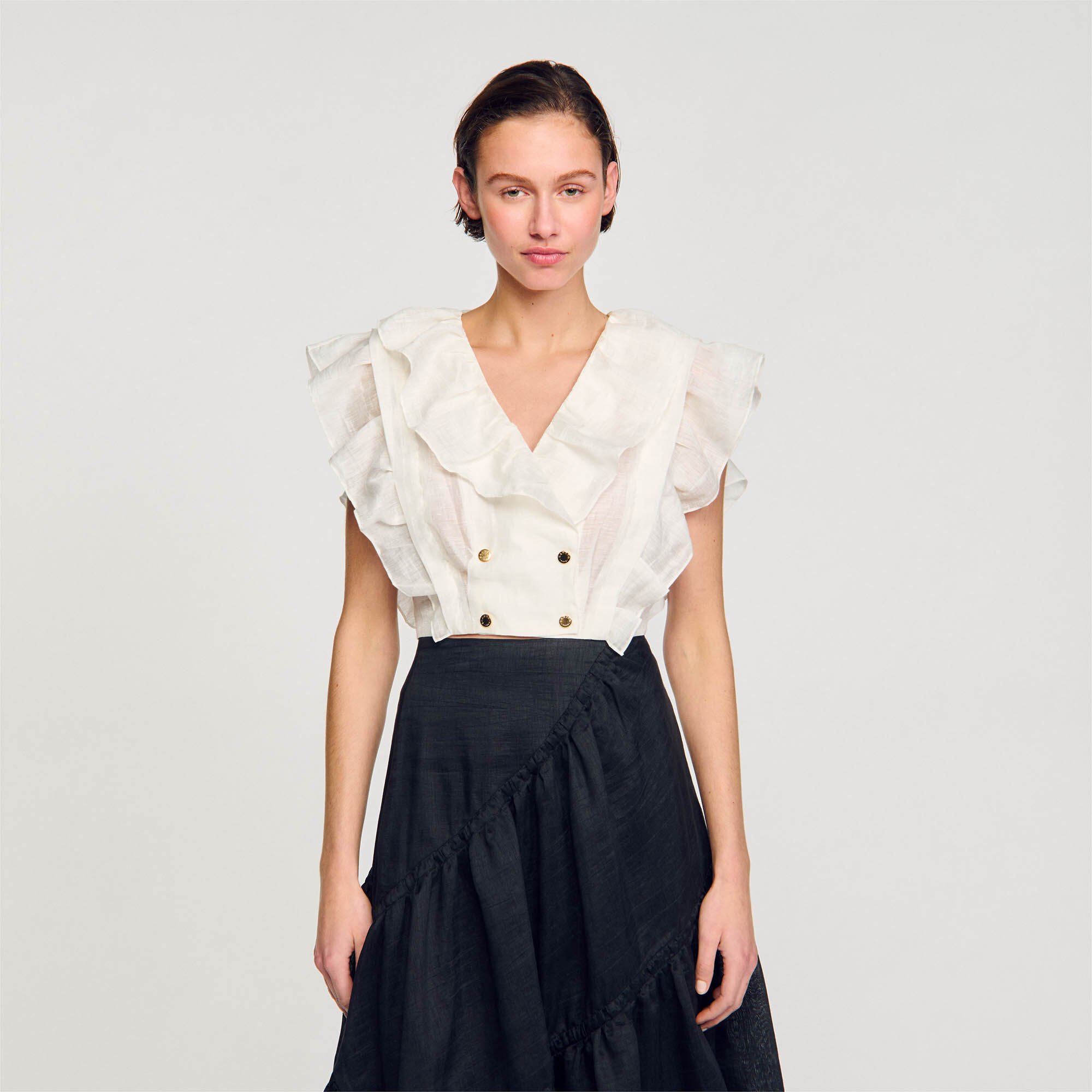 Korte top met volants