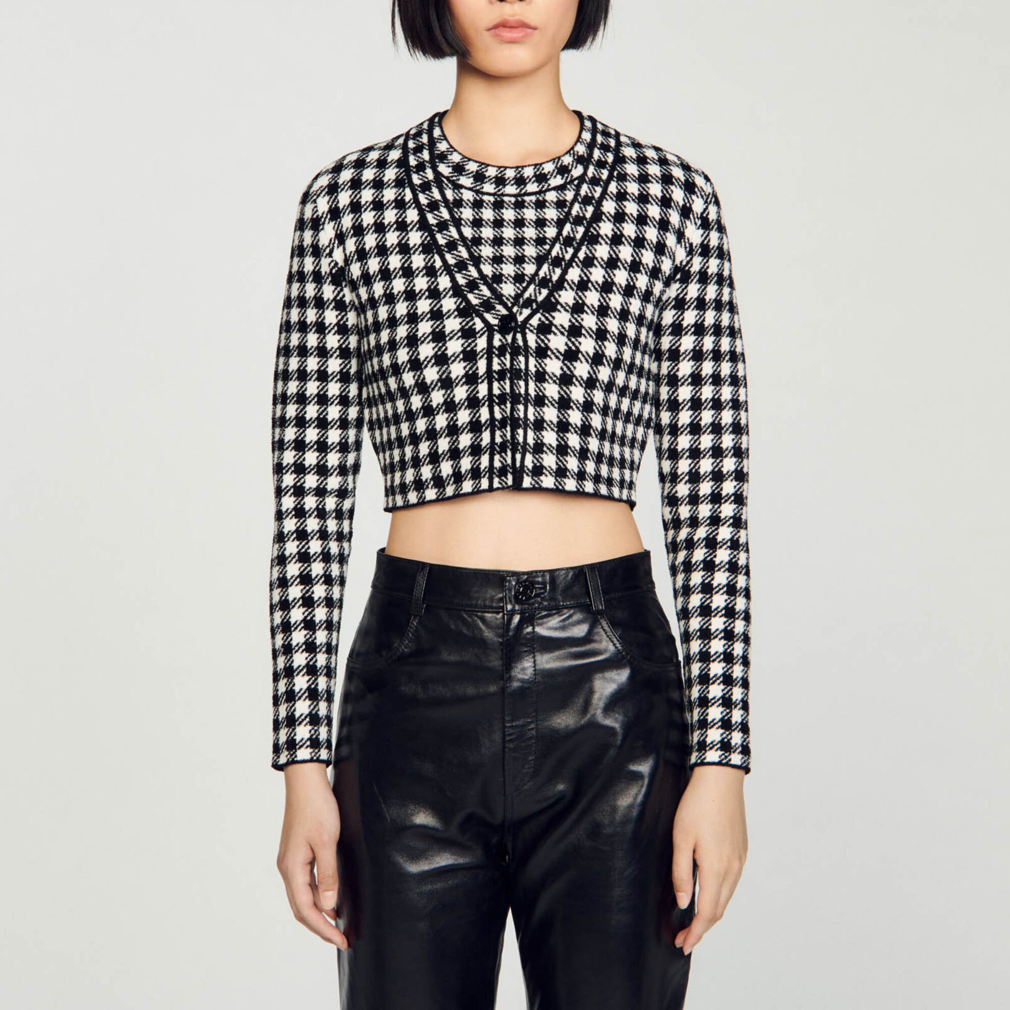 Kort jacquard vest met vichyruit