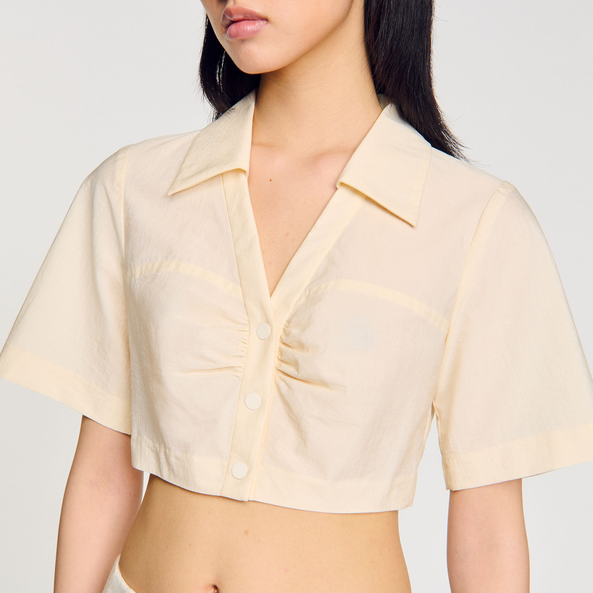Korte overhemdblouse geplooid