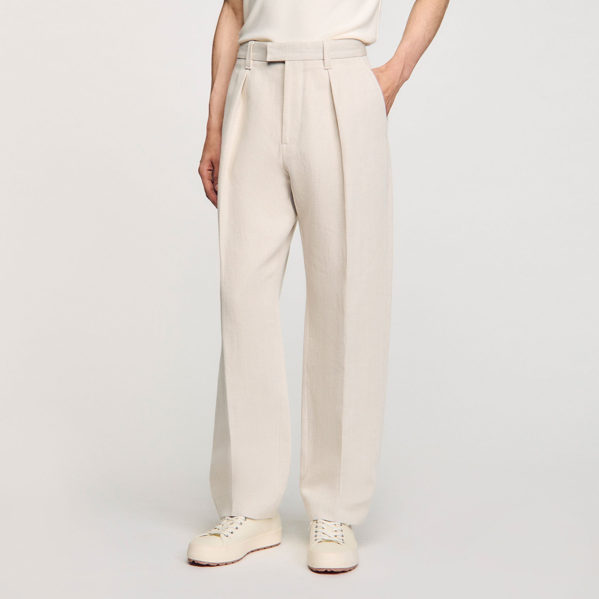 Pantalon wijdvallend met plooien