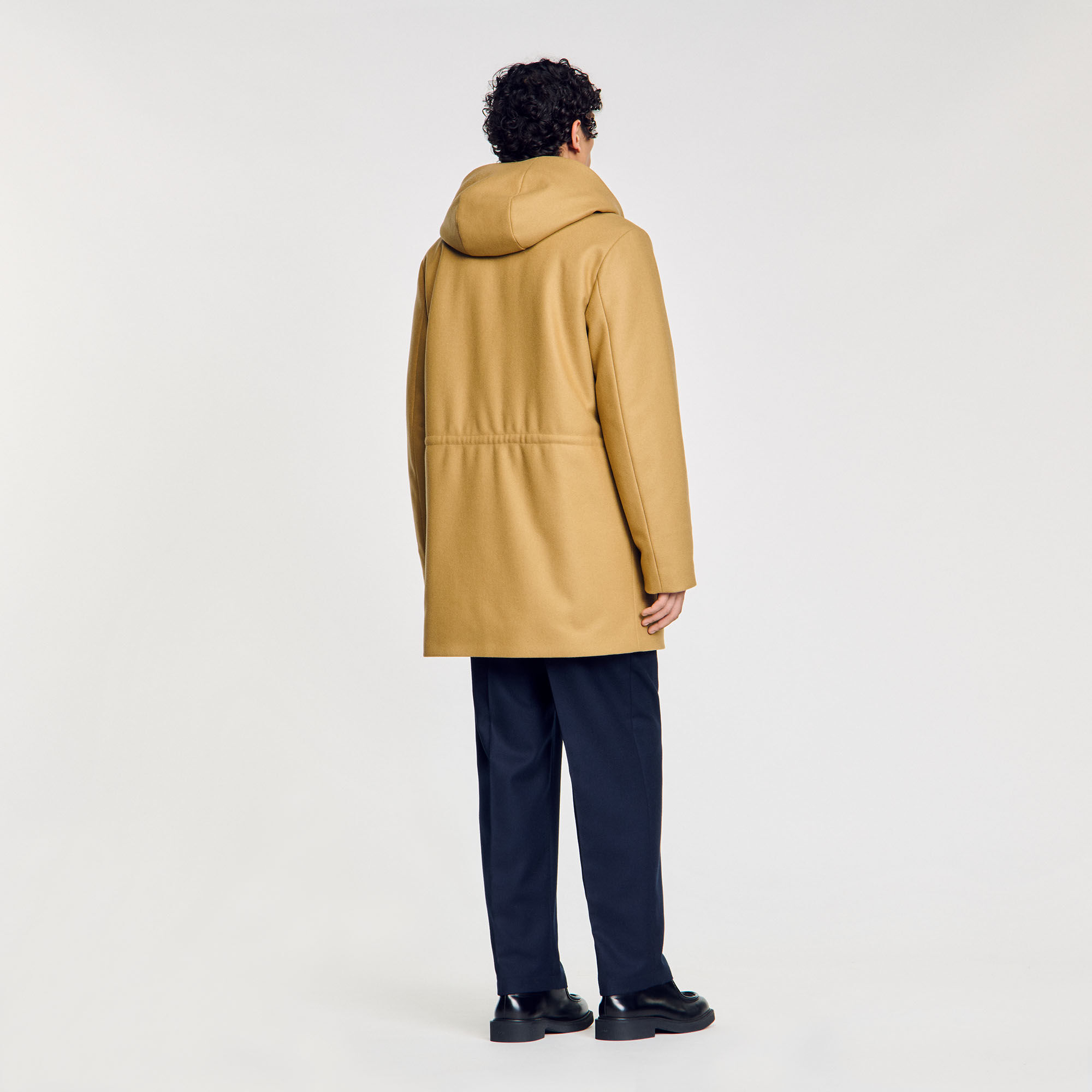 Parka jas van wol met capuchon