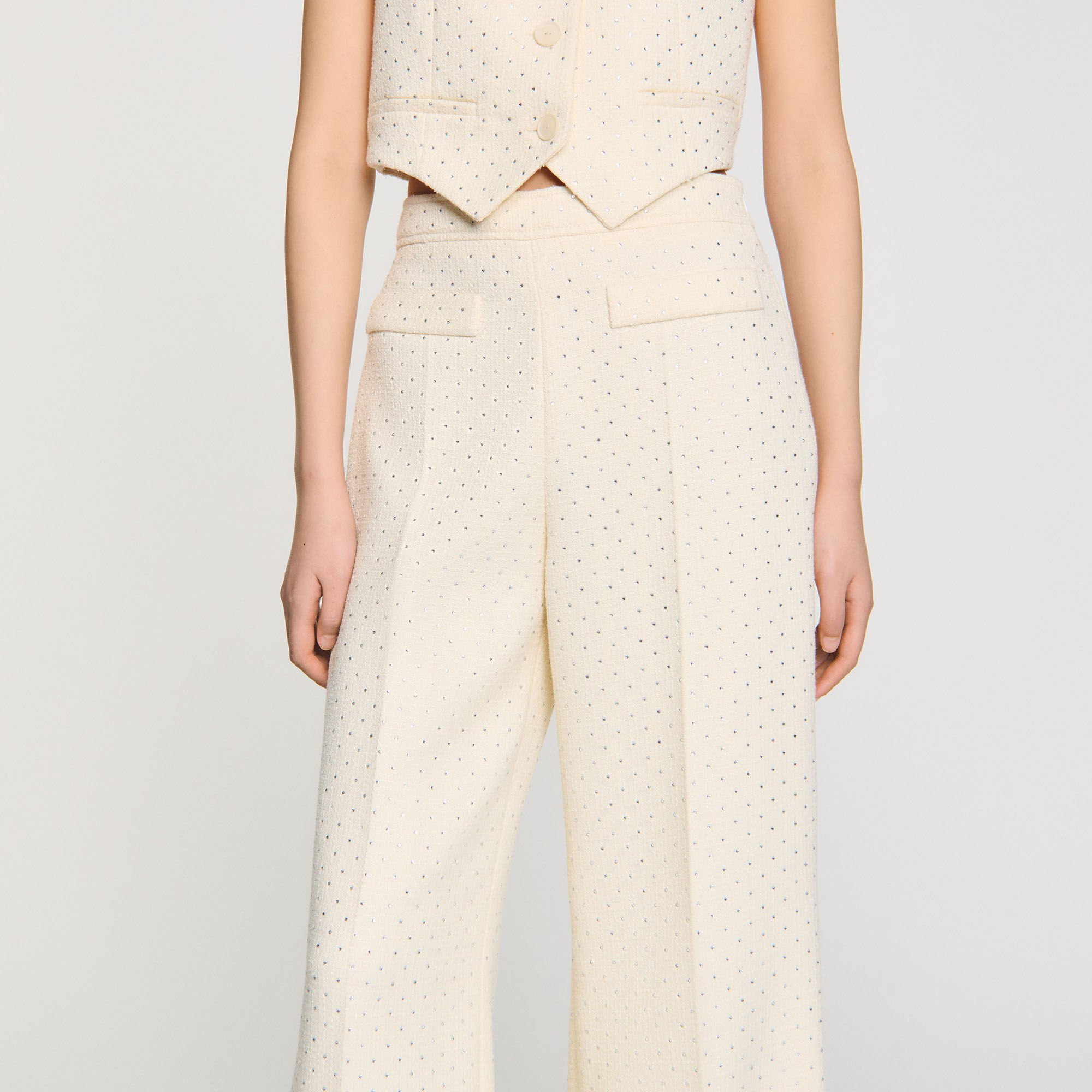 Pantalon van tweed met stras