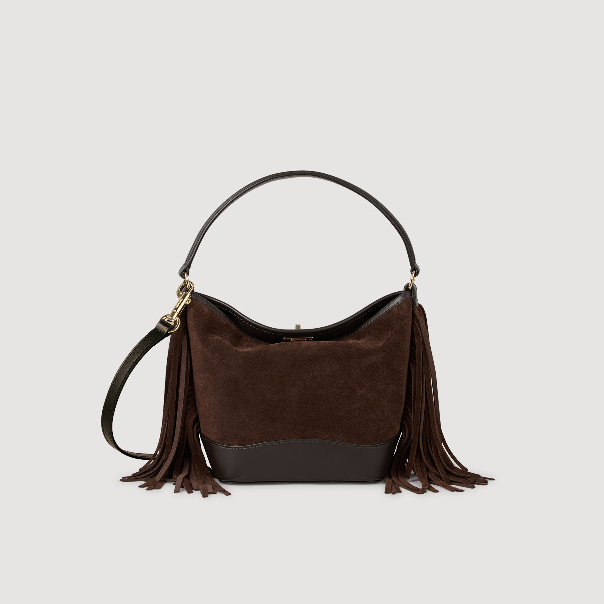 Tas bucket bag suède franjes