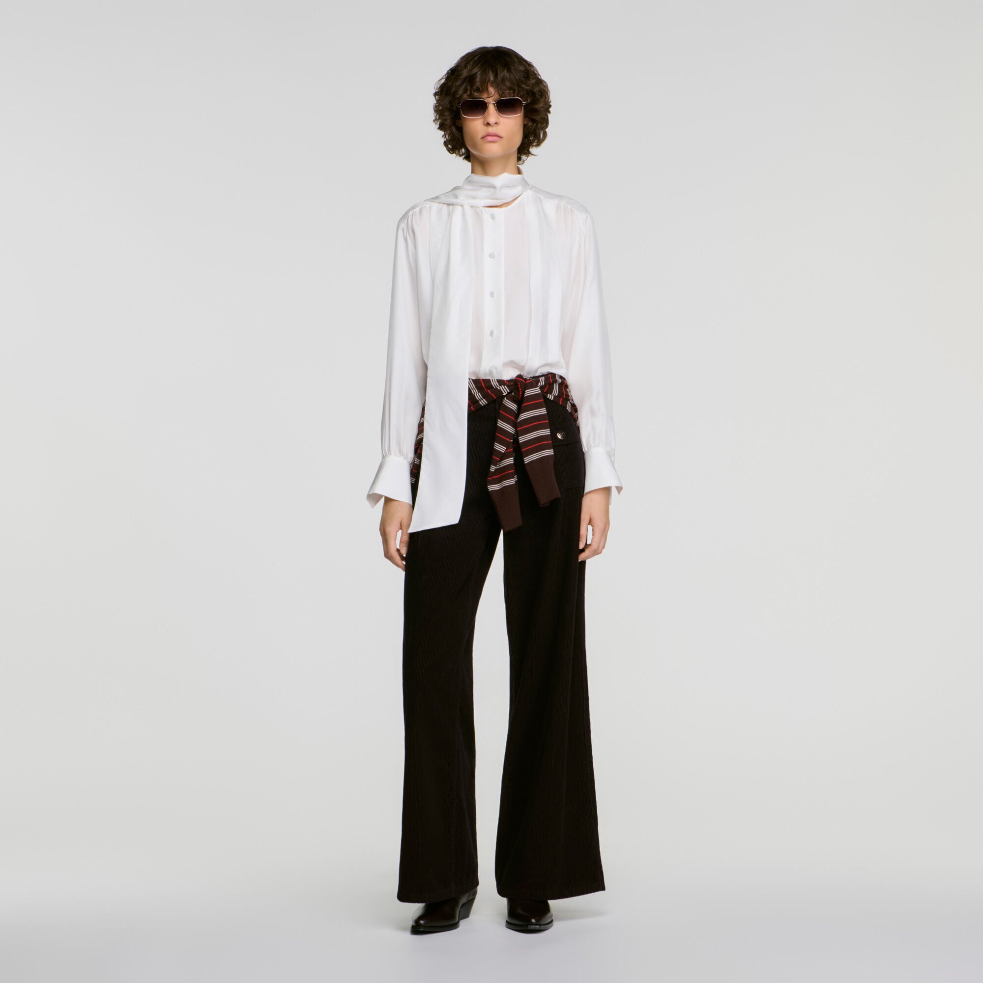 Rechte velours pantalon met zakken - Vrouw | Sandro