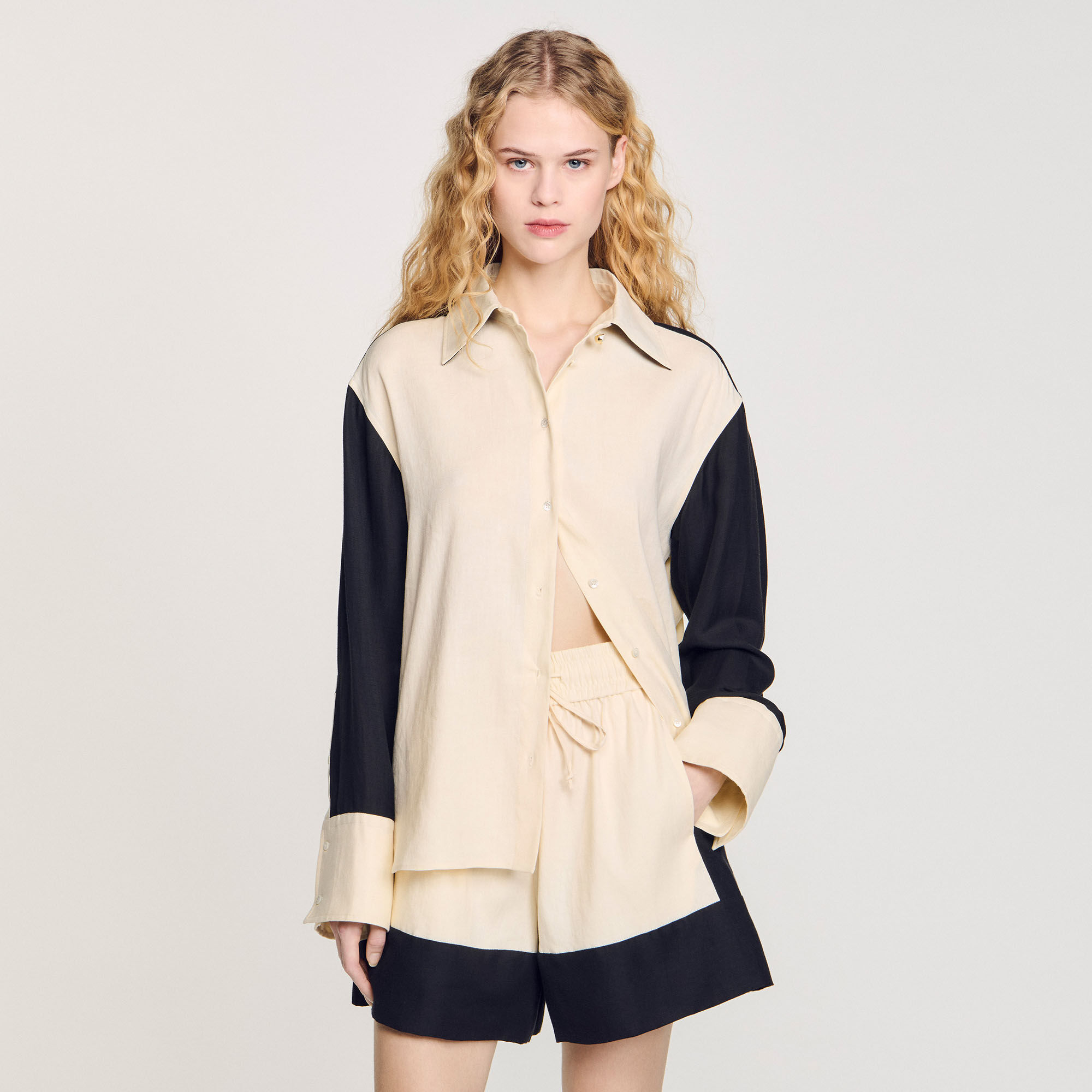 Overhemdblouse tweekleurig
