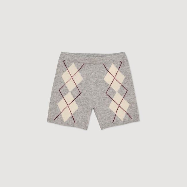 Gebreide short met ruitmotief