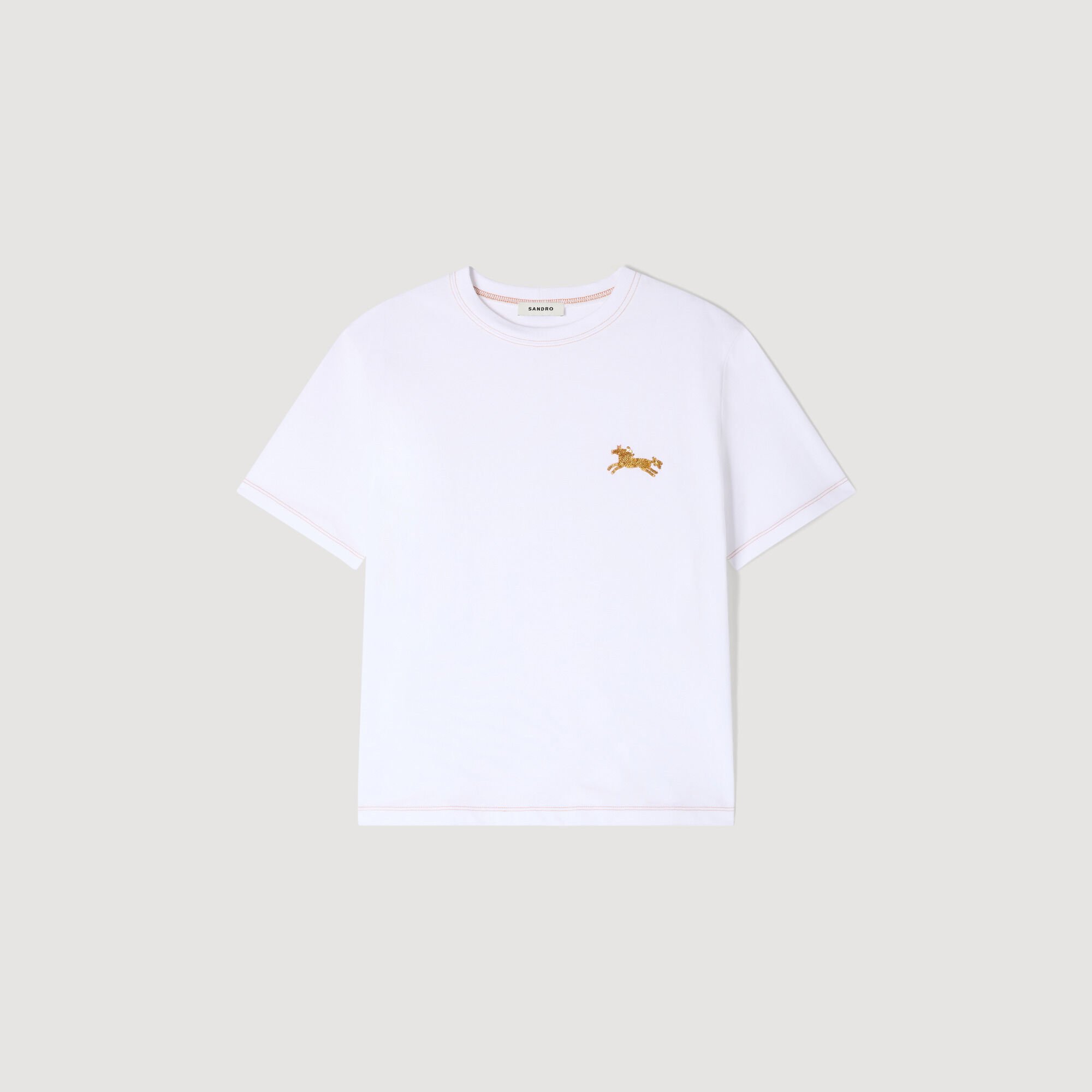 T-shirt katoen geborduurd paard