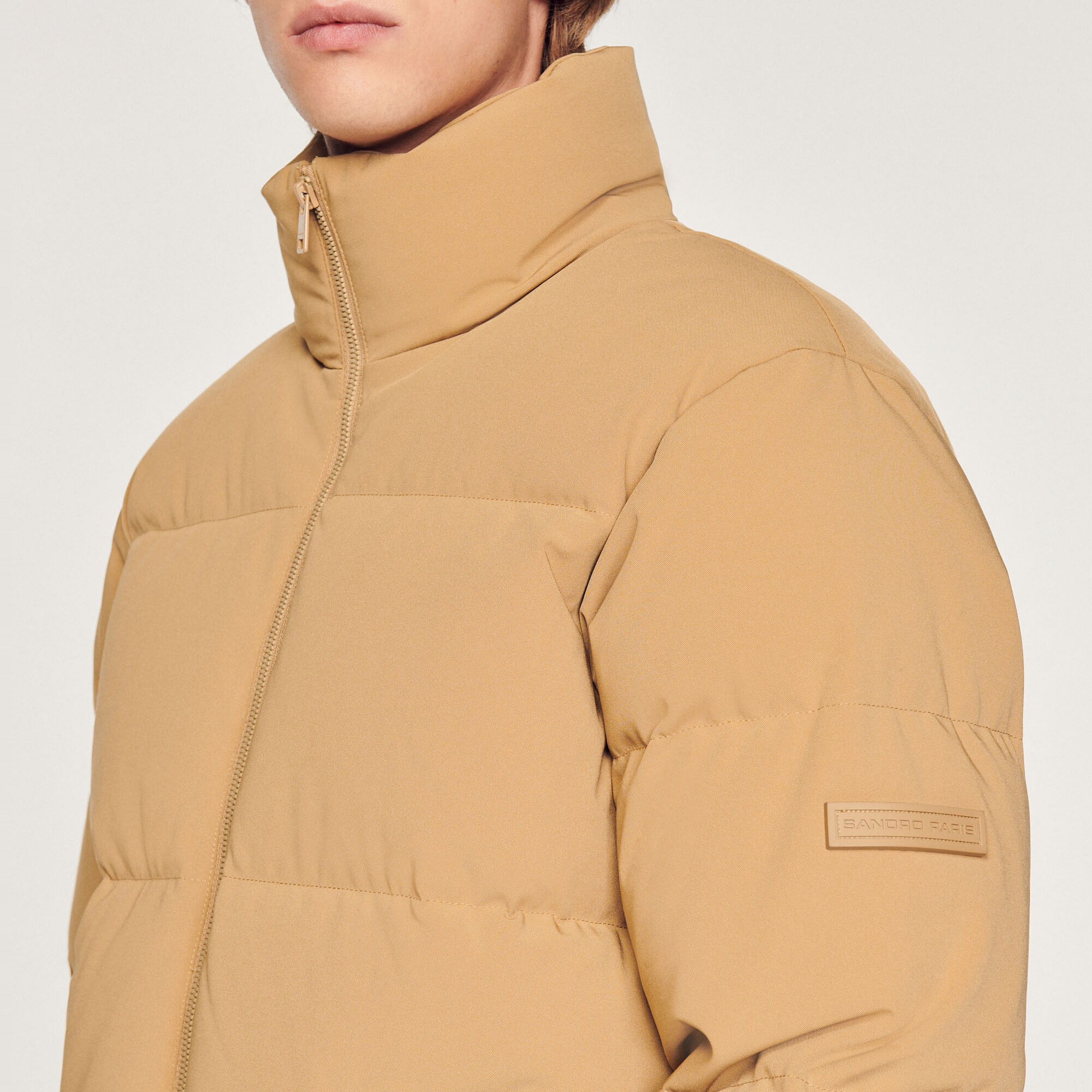 Oversized donsjack in technische stof