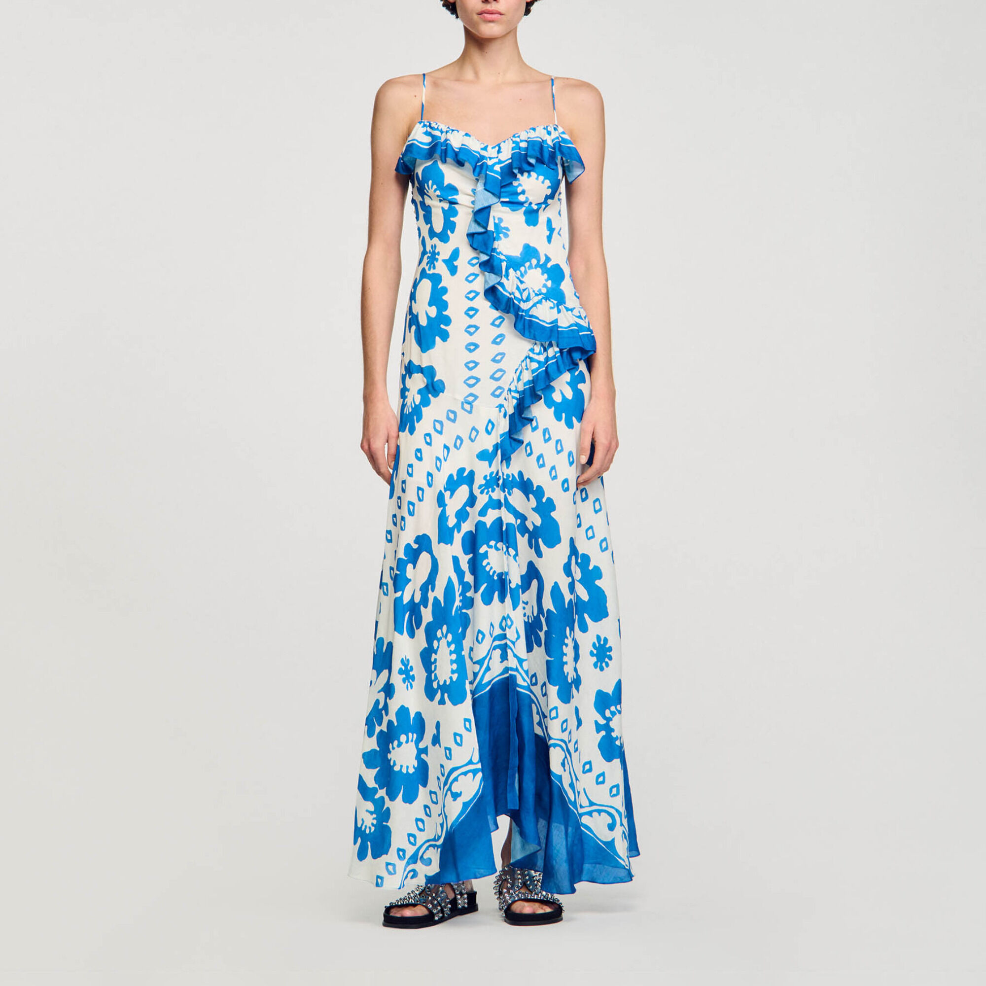 Jurk met ruches en print - Vrouw | Sandro