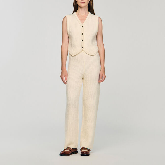 Gebreide broek met kabels - Vrouw | Sandro