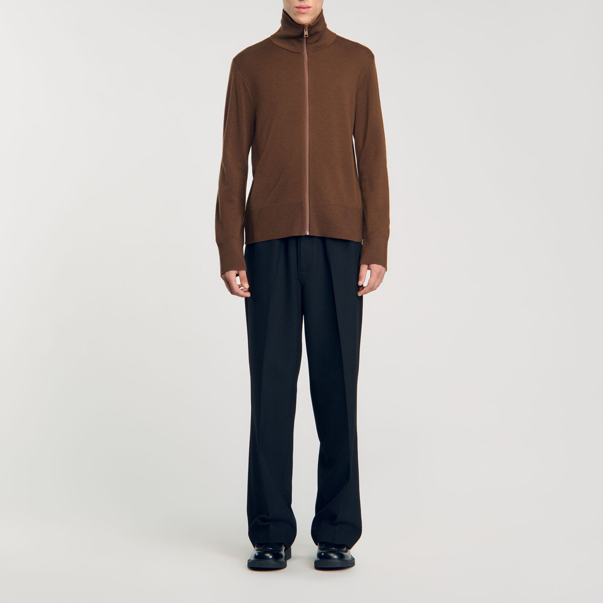 Cardigan met rits van wol - Man | Sandro