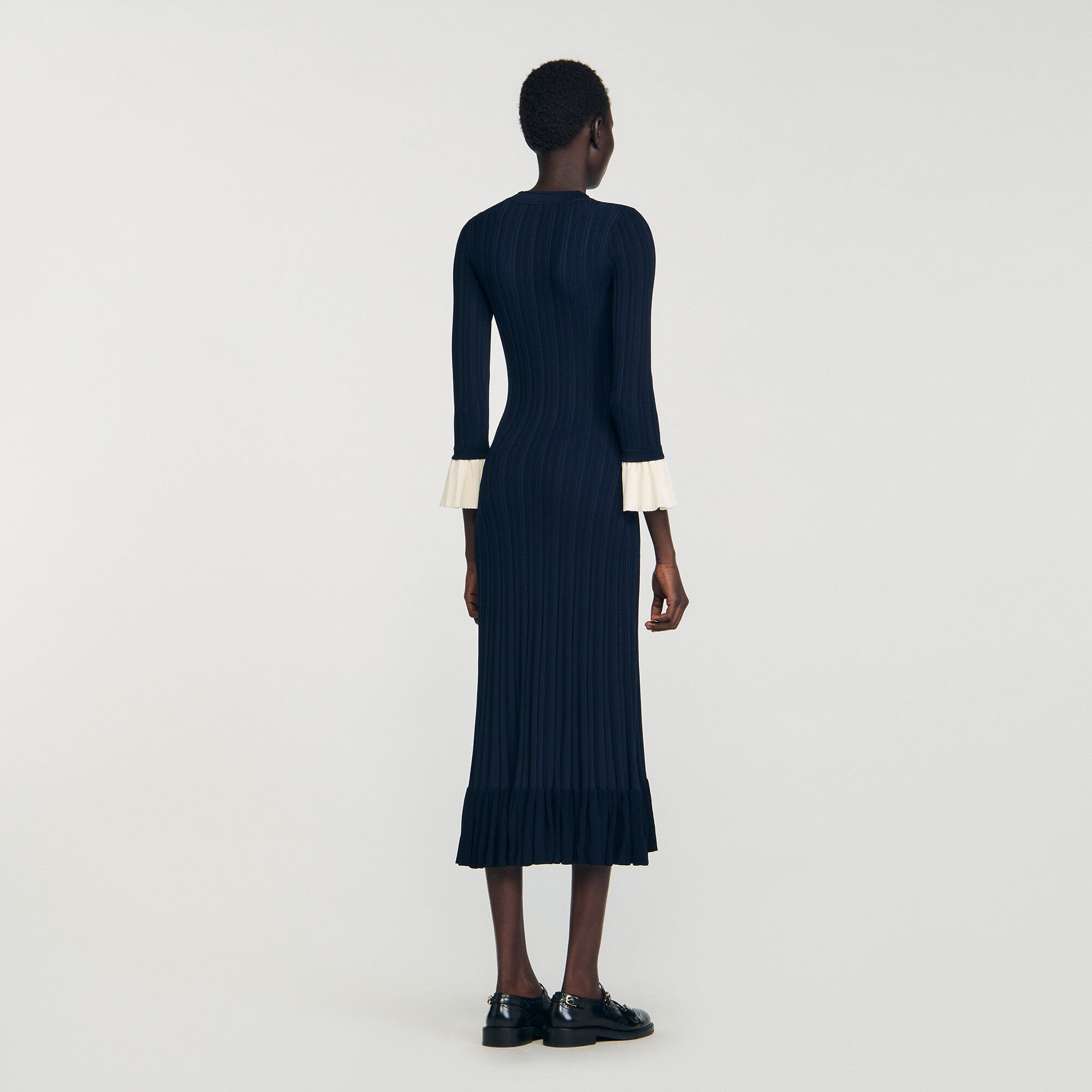Lange jurk tweekleurig tricot