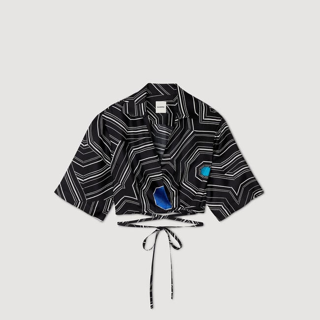 Overhemdblouse zijde Spirales print