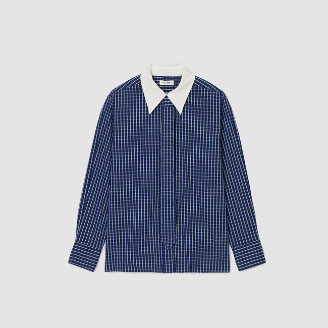 Overhemdblouse ruit en stropdas