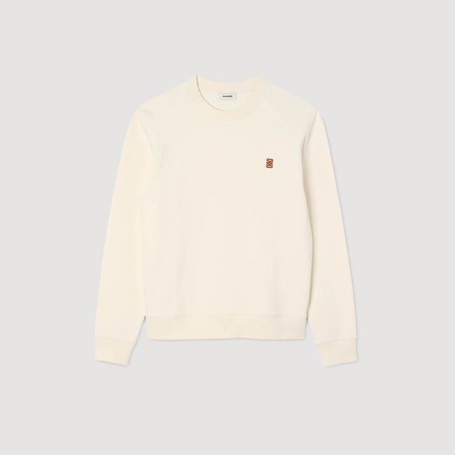Sweatshirt oversized met leren patch
