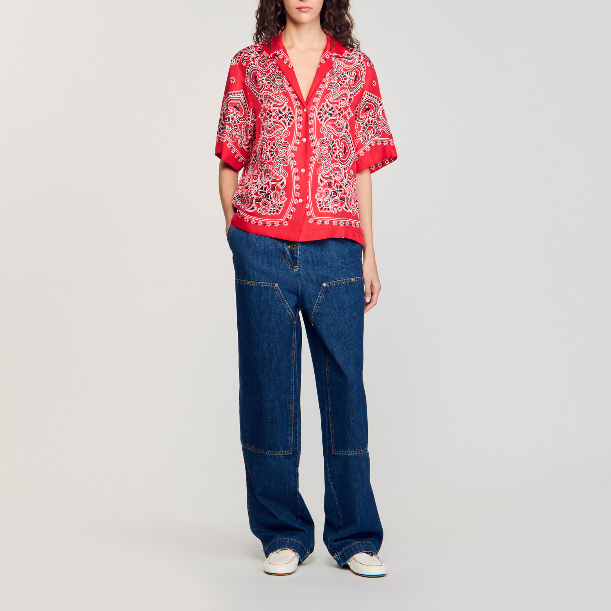 Overhemdblouse bandana print