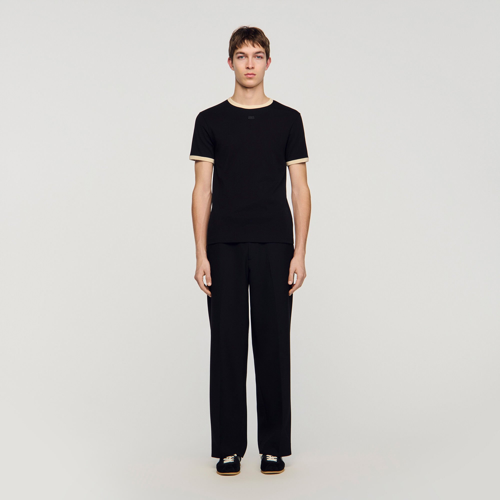 T-shirt tweekleurig met patch