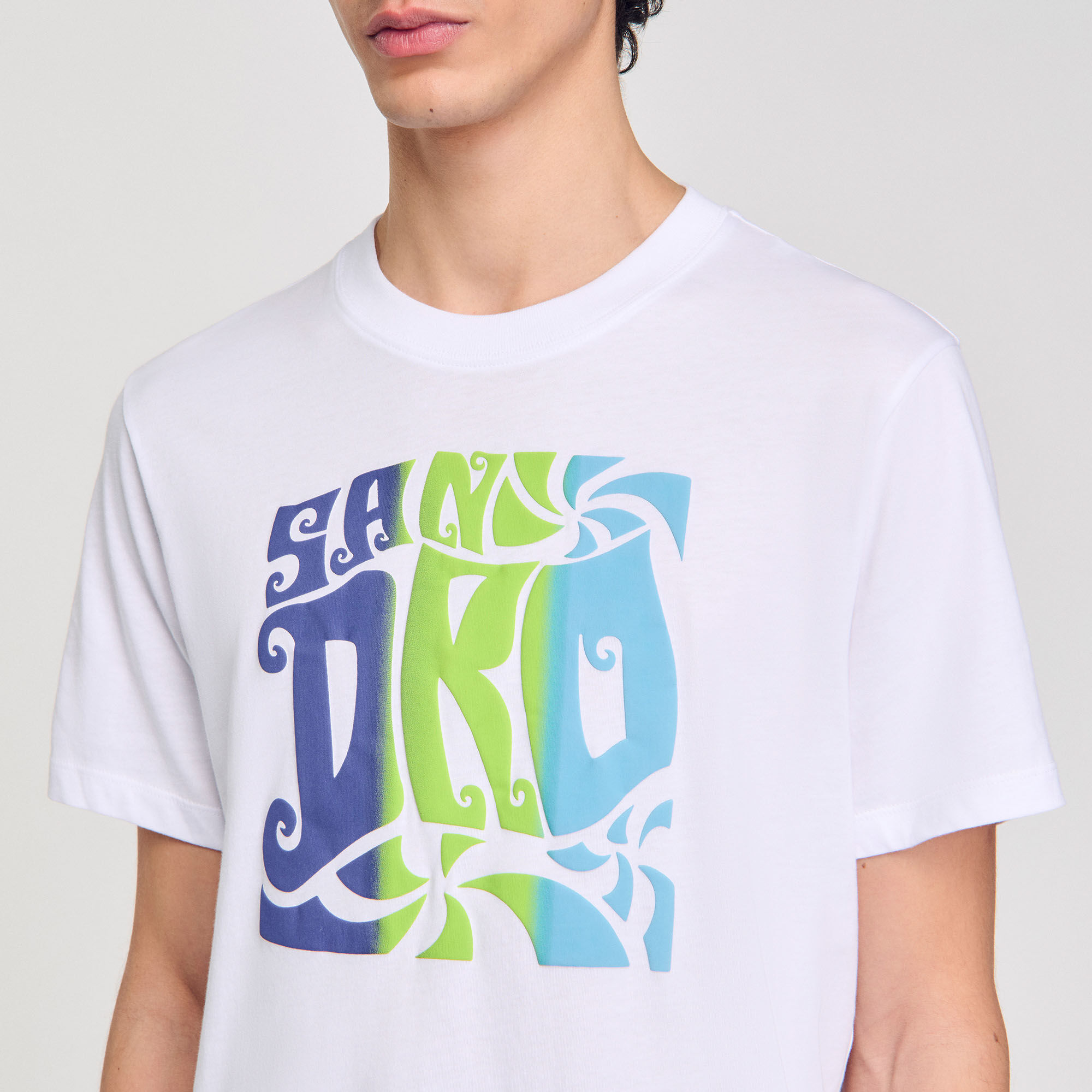 T-shirt katoen met print golven