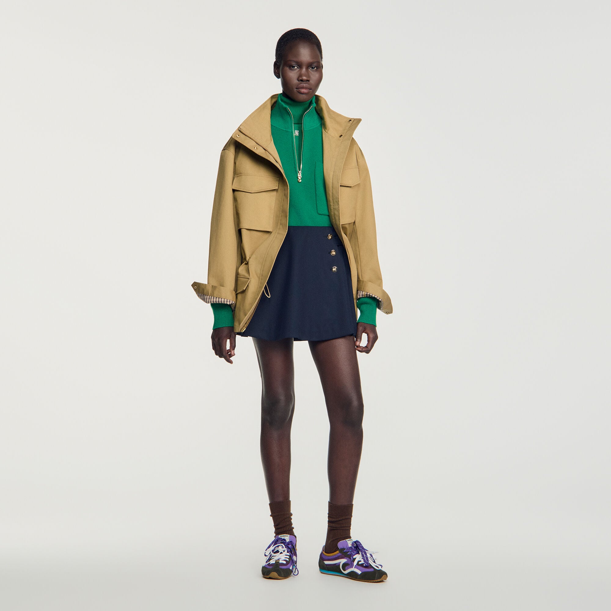Wollen skort met knopen - Vrouw | Sandro