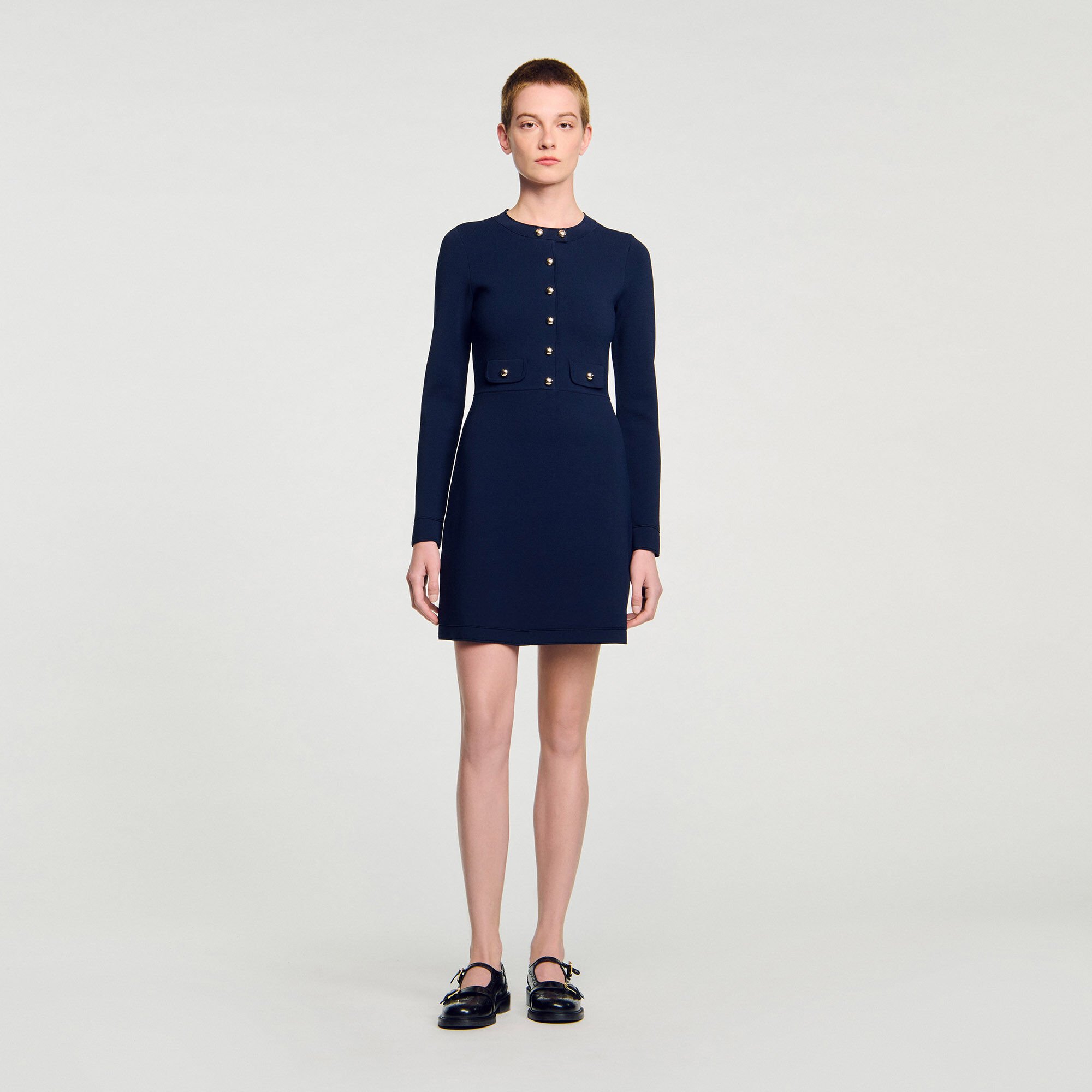Korte jurk tricot knoopsluiting