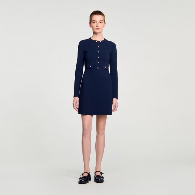 Korte jurk tricot knoopsluiting