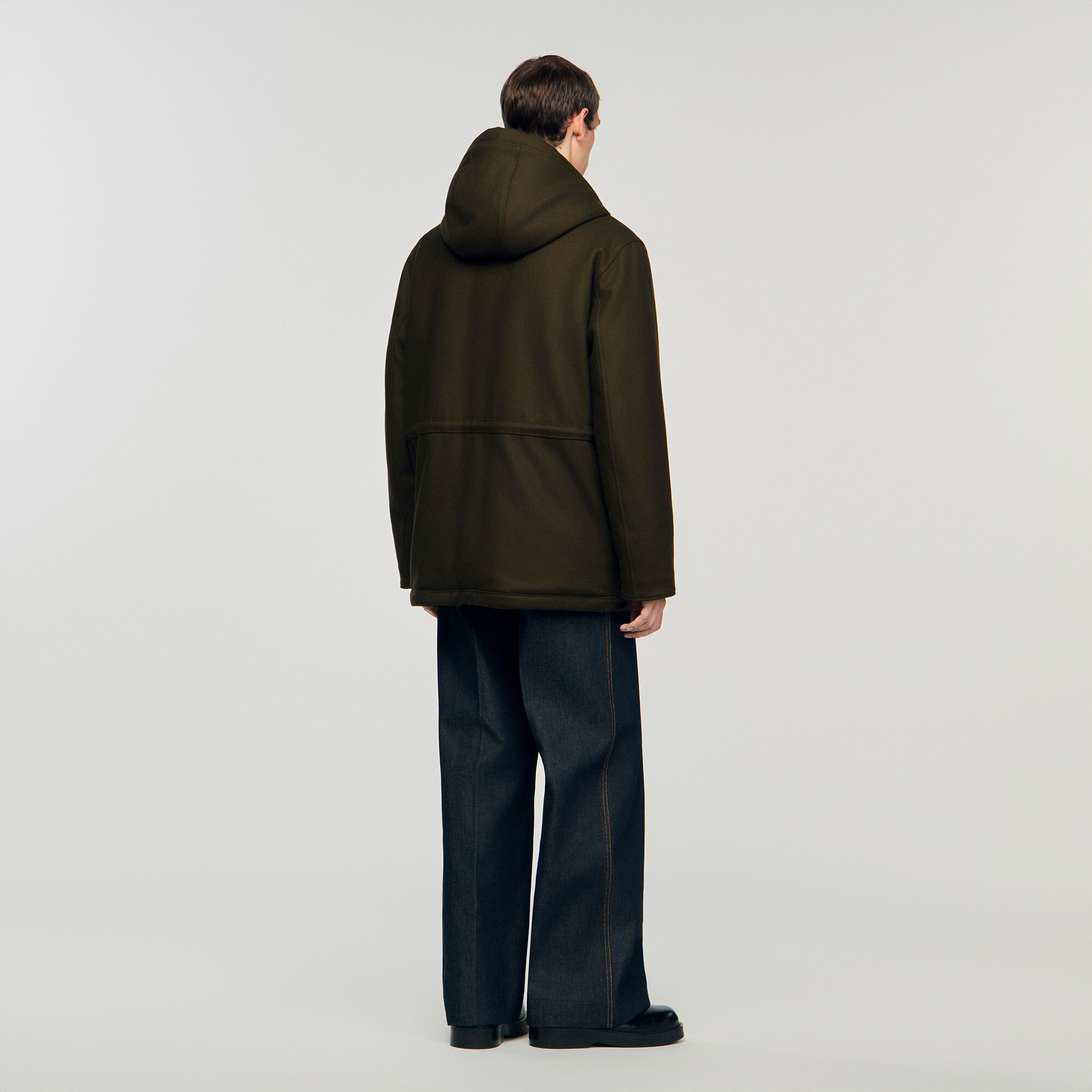 Parka jas van wol met capuchon
