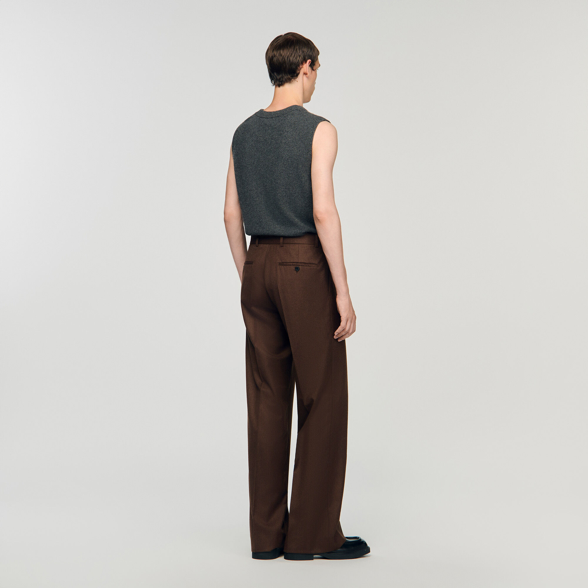 Wijdvallende broek van wol