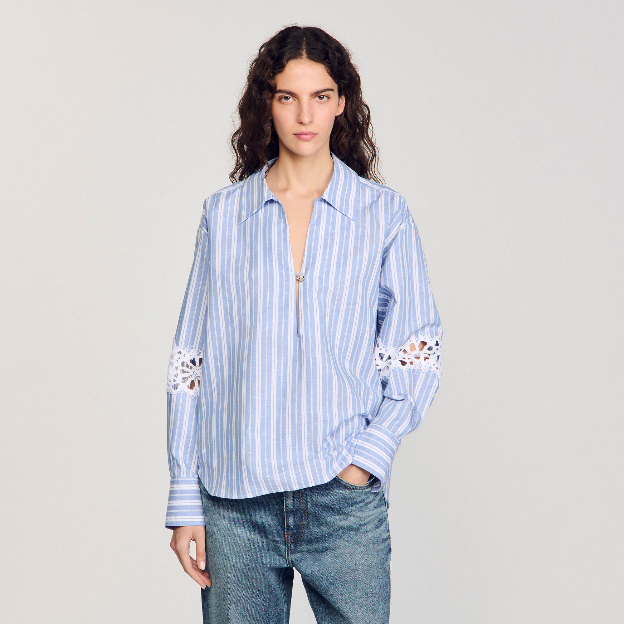 Overhemdblouse gestreept