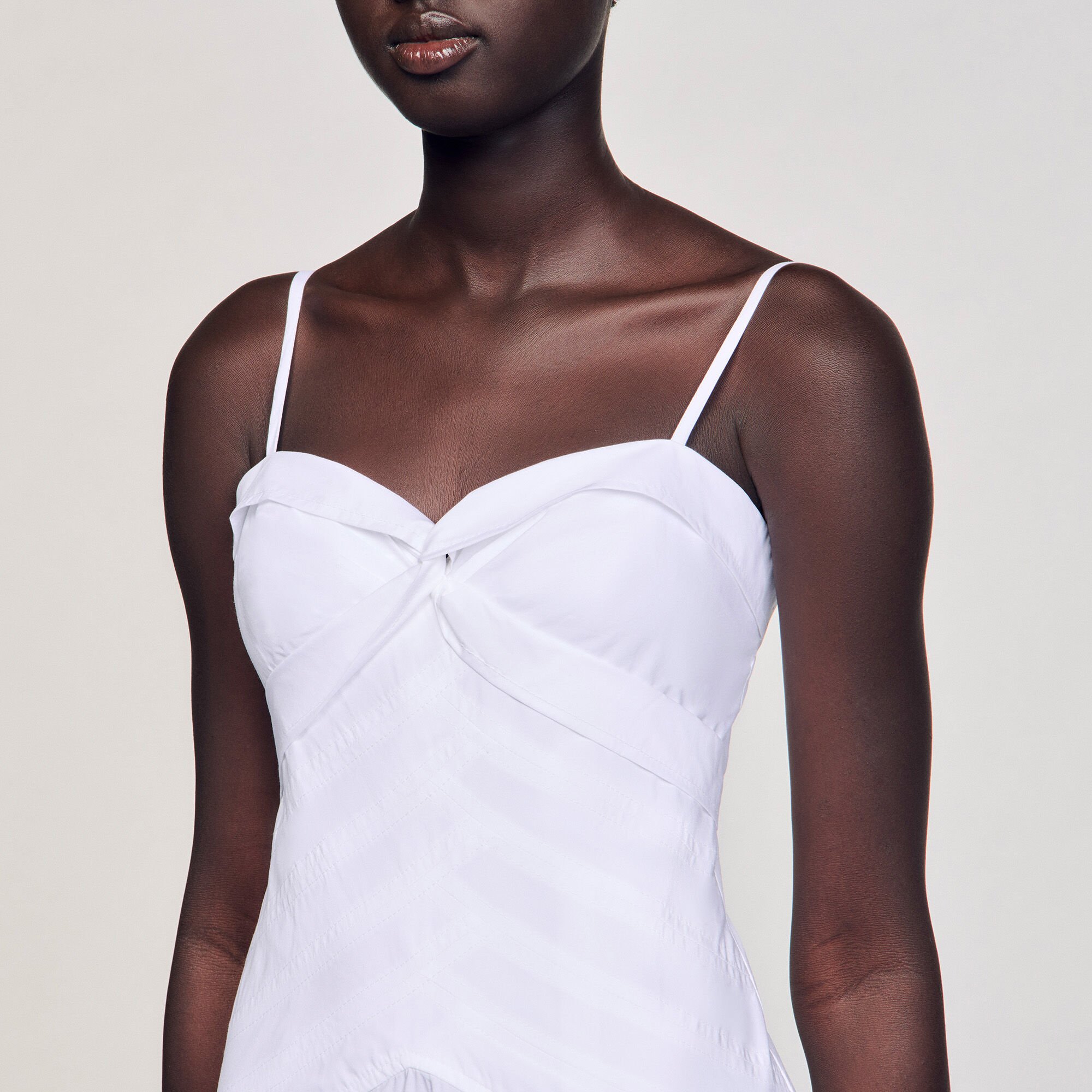 Lange jurk gedrapeerde bustier